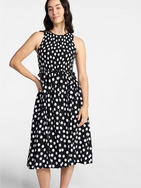 Time and Tru Black and White Polka Dot Midi Dress